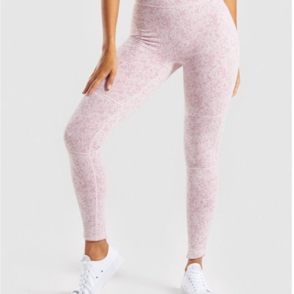 Gymshark Fleur Texture Leggings - Pink Marl